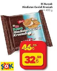 ETİ BURÇAK HİNDİSTAN CEVİZLİ KREMALI BİSKÜVİ 400 G ETİ BURÇAK HİNDİSTAN CEVİZLİ KREMALI BİSKÜVİ 400 G